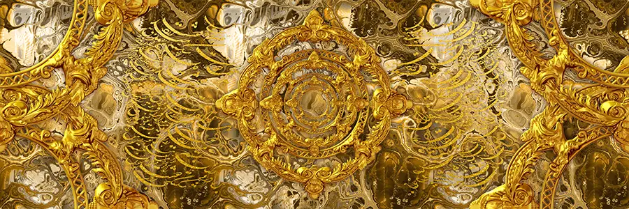 Baroque gold tiles on a cream and brown background